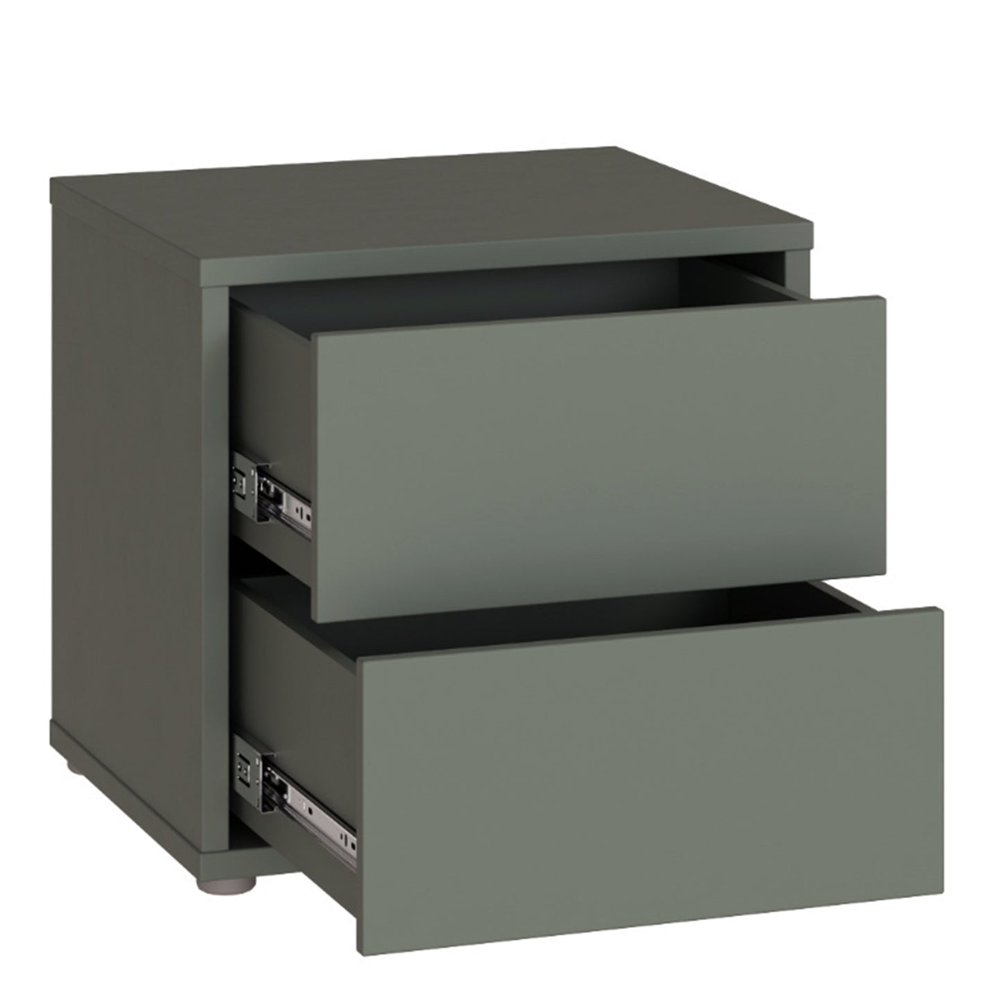 Bloc 2 Drawer Low Bedside Cabinet in Sage Green - Industrious Decor