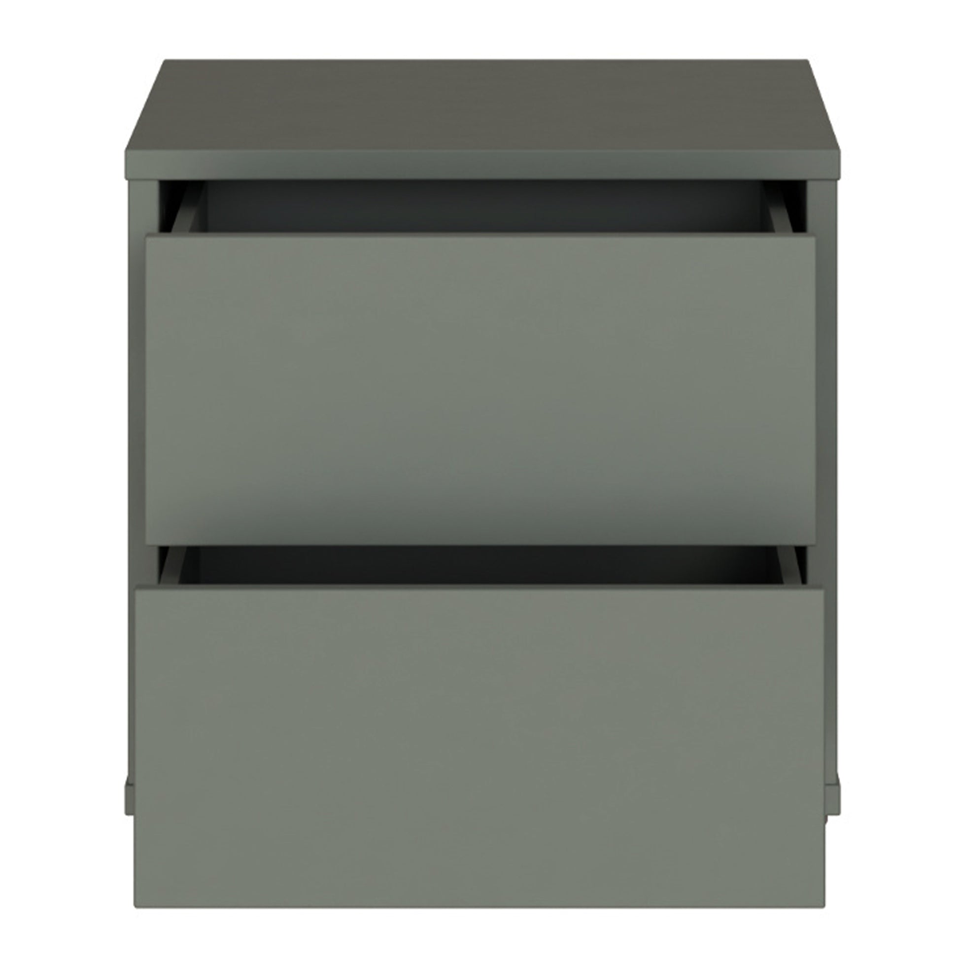 Bloc 2 Drawer Low Bedside Cabinet in Sage Green - Industrious Decor