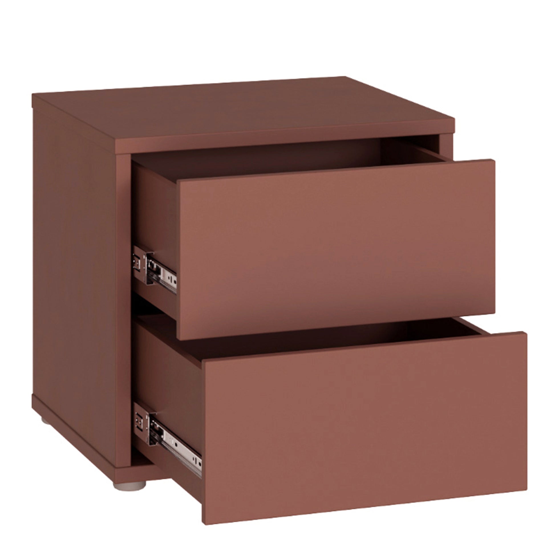 Bloc 2 Drawer Low Bedside Cabinet in Terracotta - Industrious Decor