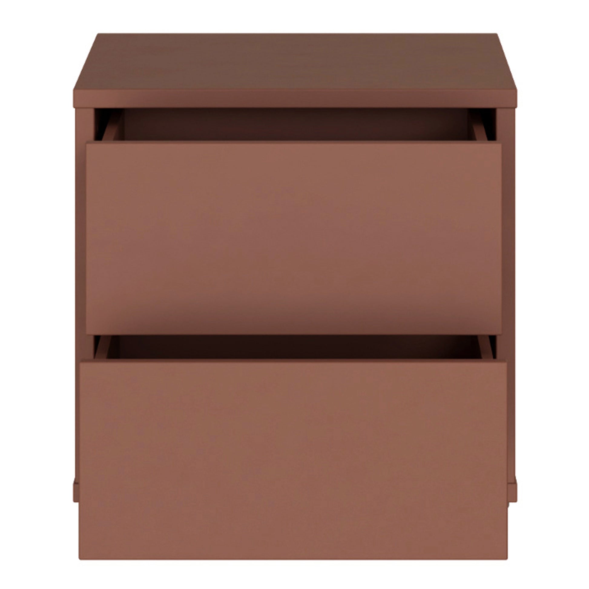 Bloc 2 Drawer Low Bedside Cabinet in Terracotta - Industrious Decor