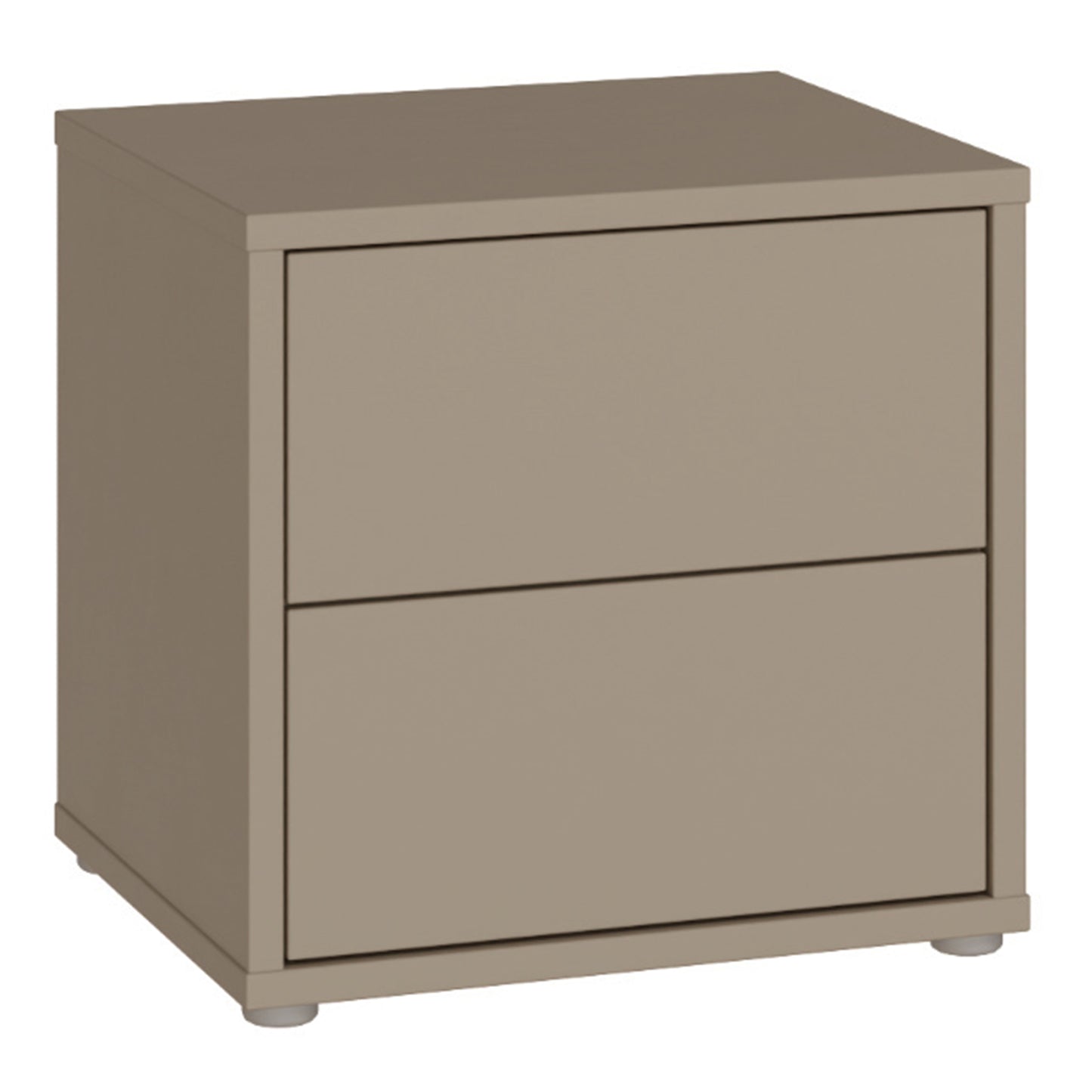 Bloc 2 Drawer Low Bedside Cabinet in Taupe - Industrious Decor