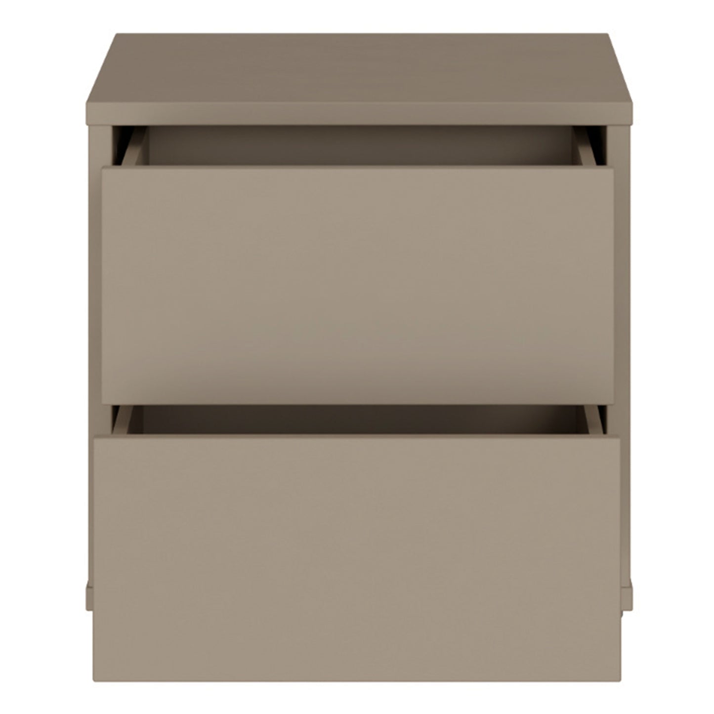 Bloc 2 Drawer Low Bedside Cabinet in Taupe - Industrious Decor