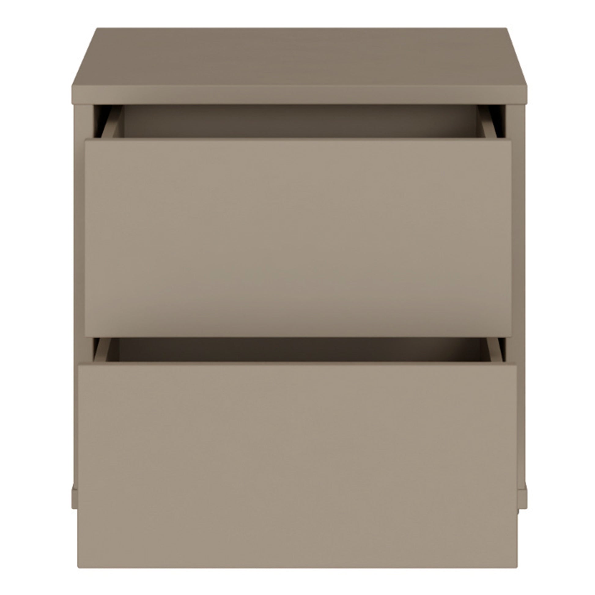 Bloc 2 Drawer Low Bedside Cabinet in Taupe - Industrious Decor