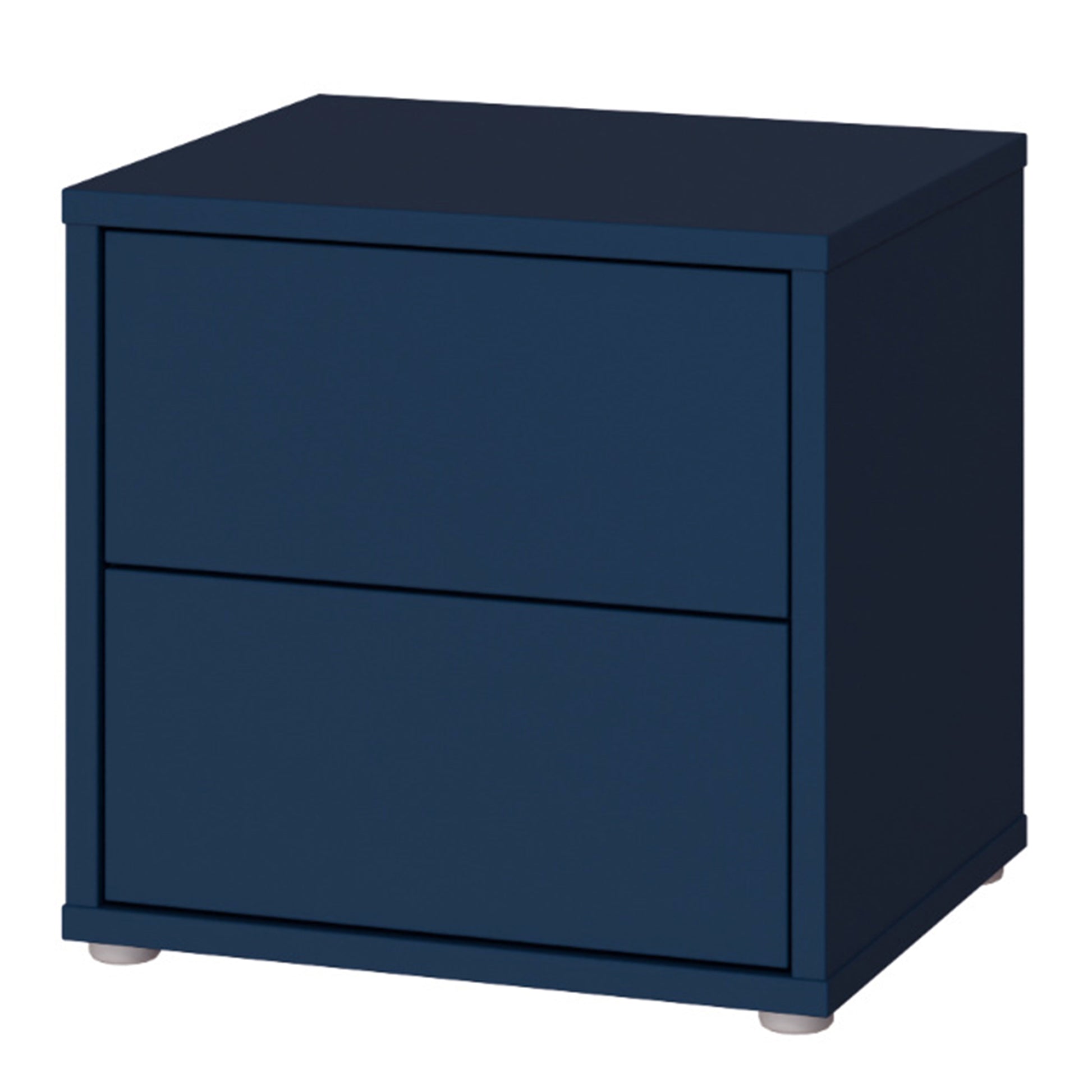 Bloc 2 Drawer Low Bedside Cabinet in Night Blue - Industrious Decor
