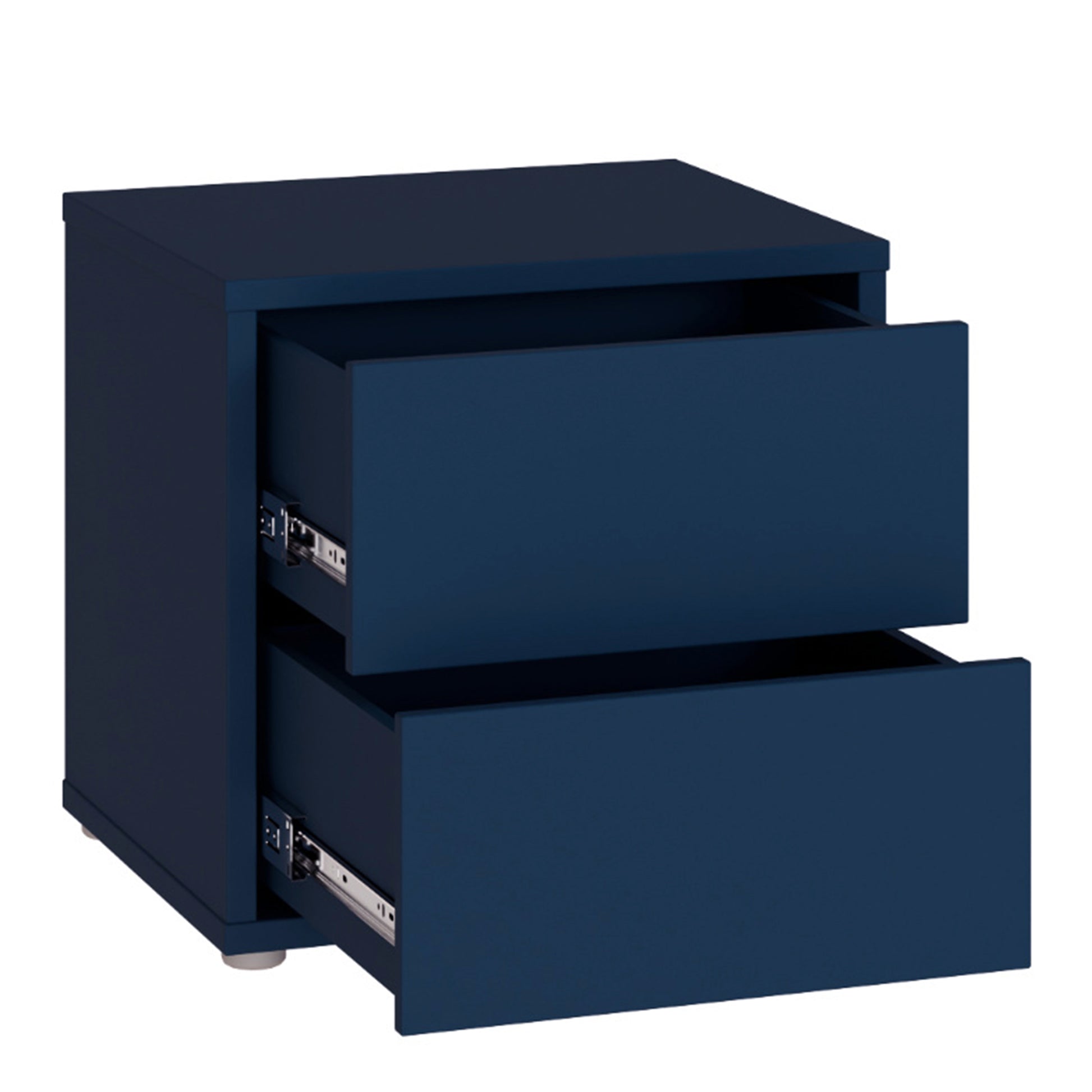 Bloc 2 Drawer Low Bedside Cabinet in Night Blue - Industrious Decor