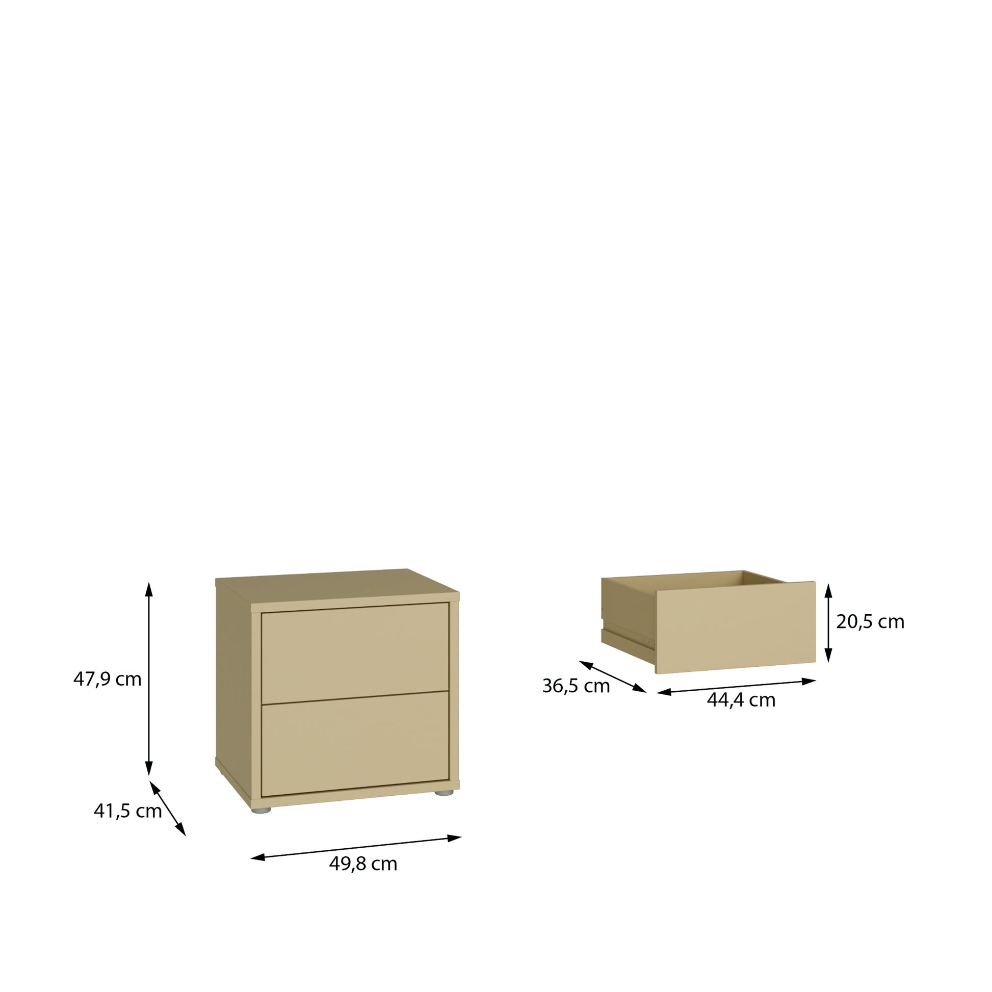 Bloc 2 Drawer Low Bedside Cabinet in Butter Yellow - Industrious Decor