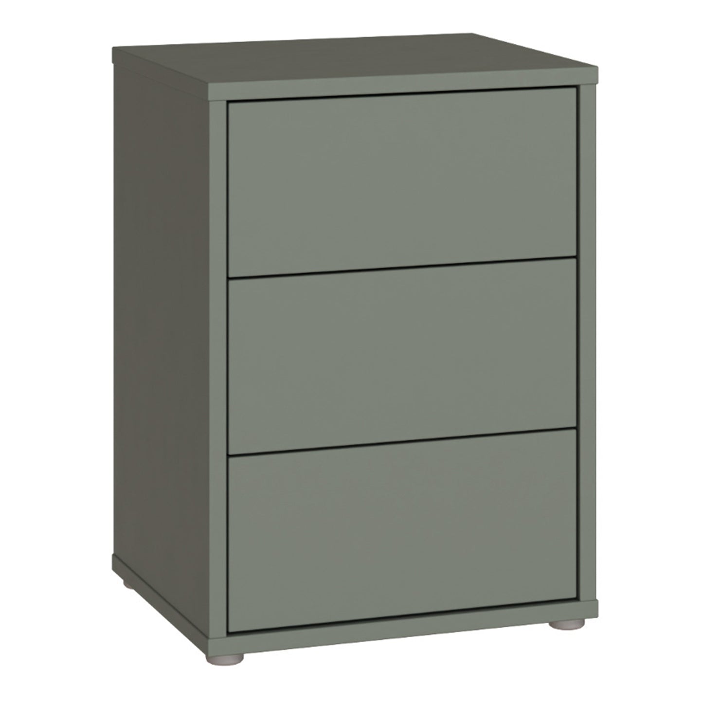 Bloc 3 Drawer Bedside Cabinet in Sage Green - Industrious Decor