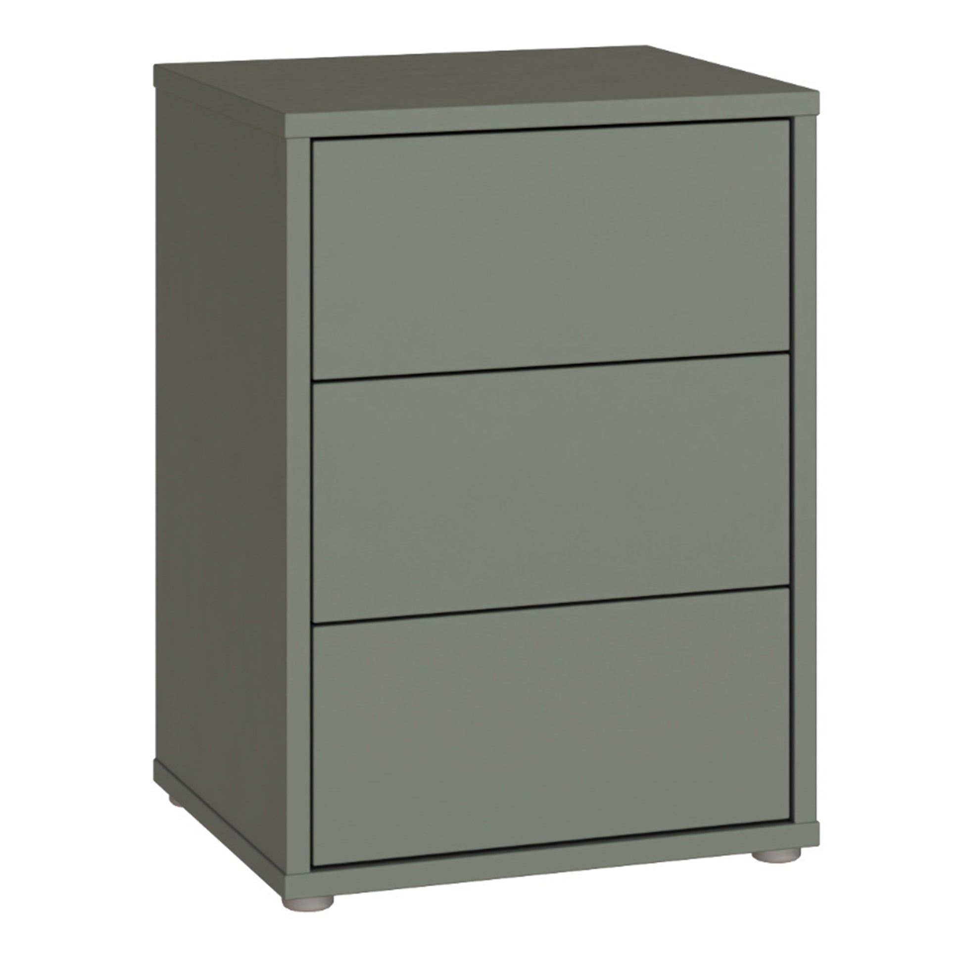Bloc 3 Drawer Bedside Cabinet in Sage Green - Industrious Decor