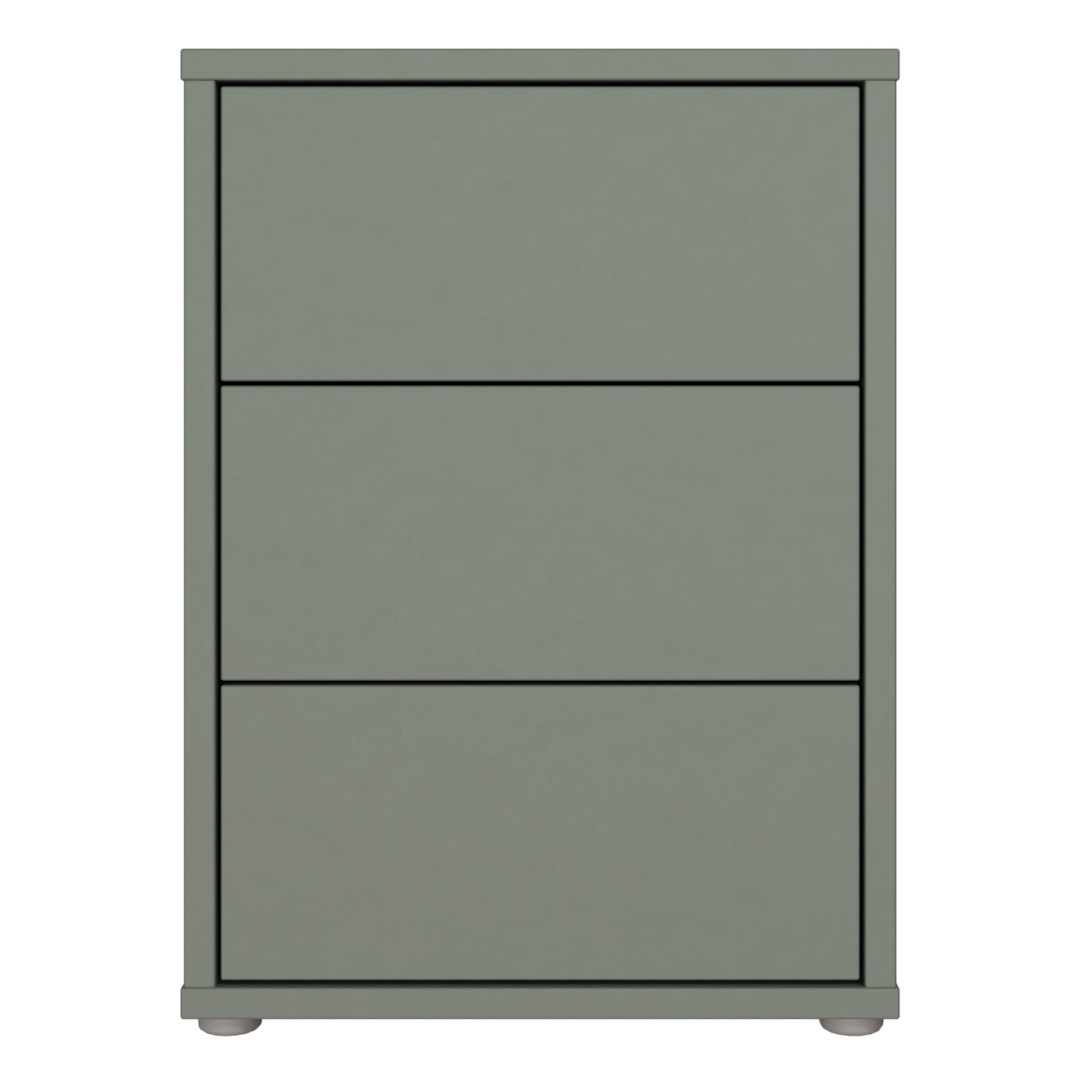 Bloc 3 Drawer Bedside Cabinet in Sage Green - Industrious Decor