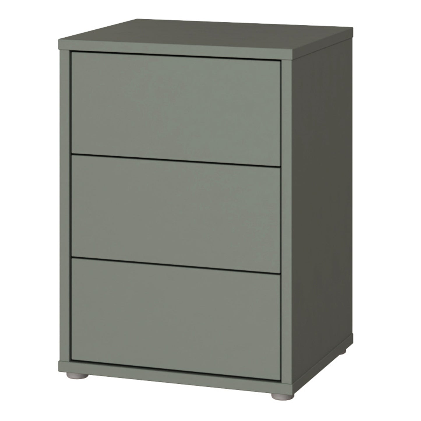 Bloc 3 Drawer Bedside Cabinet in Sage Green - Industrious Decor