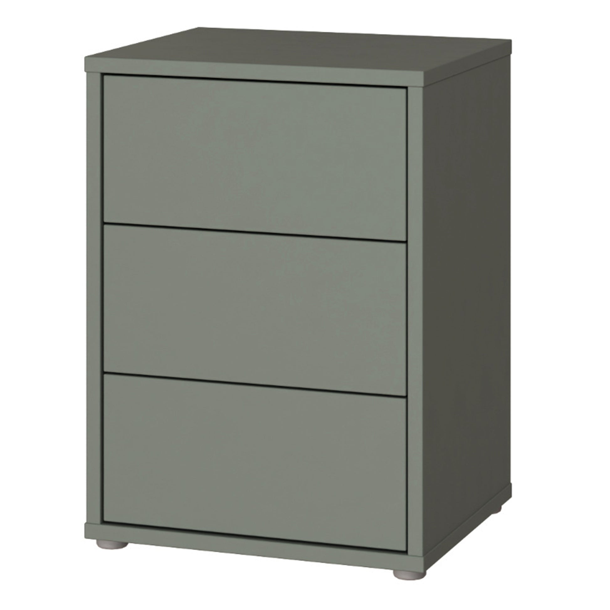 Bloc 3 Drawer Bedside Cabinet in Sage Green - Industrious Decor