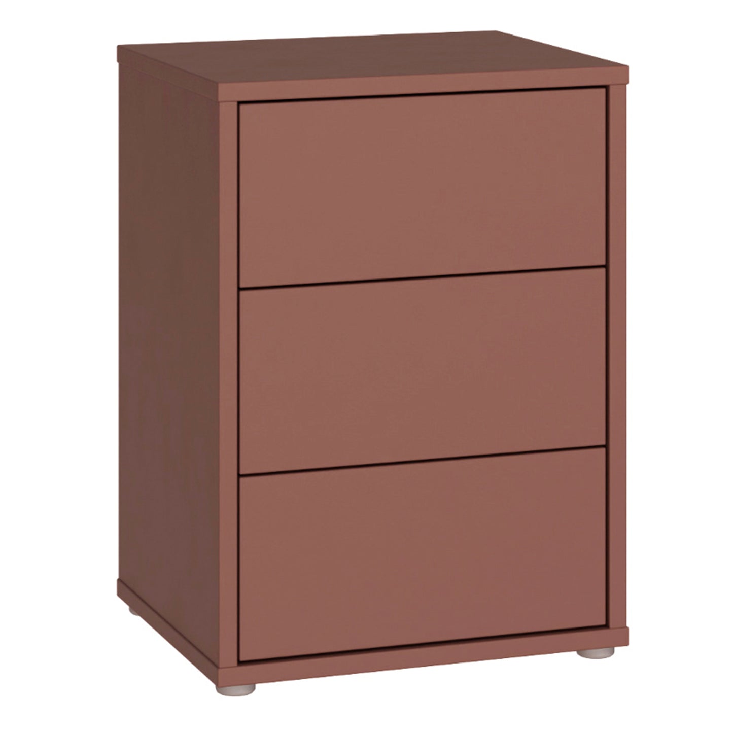 Bloc 3 Drawer Bedside Cabinet in Terracotta - Industrious Decor