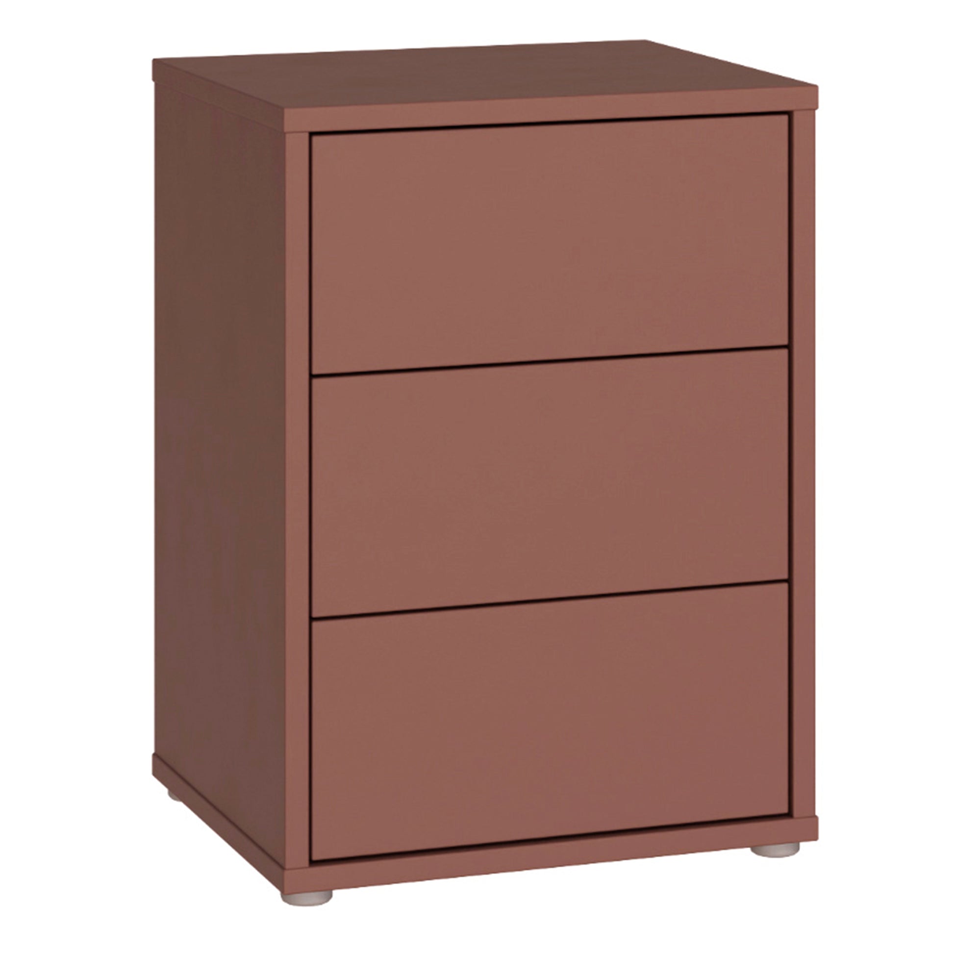 Bloc 3 Drawer Bedside Cabinet in Terracotta - Industrious Decor