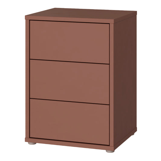 Bloc 3 Drawer Bedside Cabinet in Terracotta - Industrious Decor