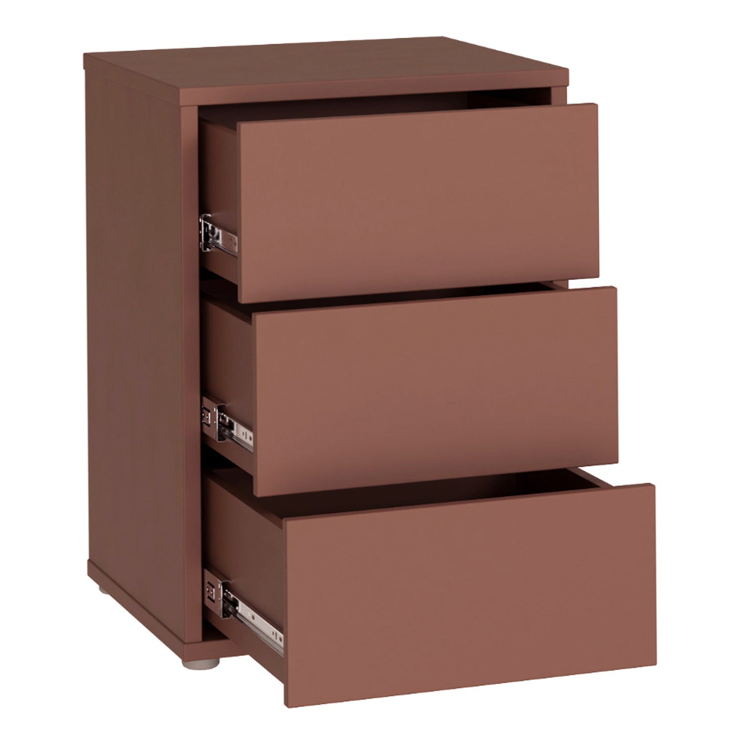 Bloc 3 Drawer Bedside Cabinet in Terracotta - Industrious Decor