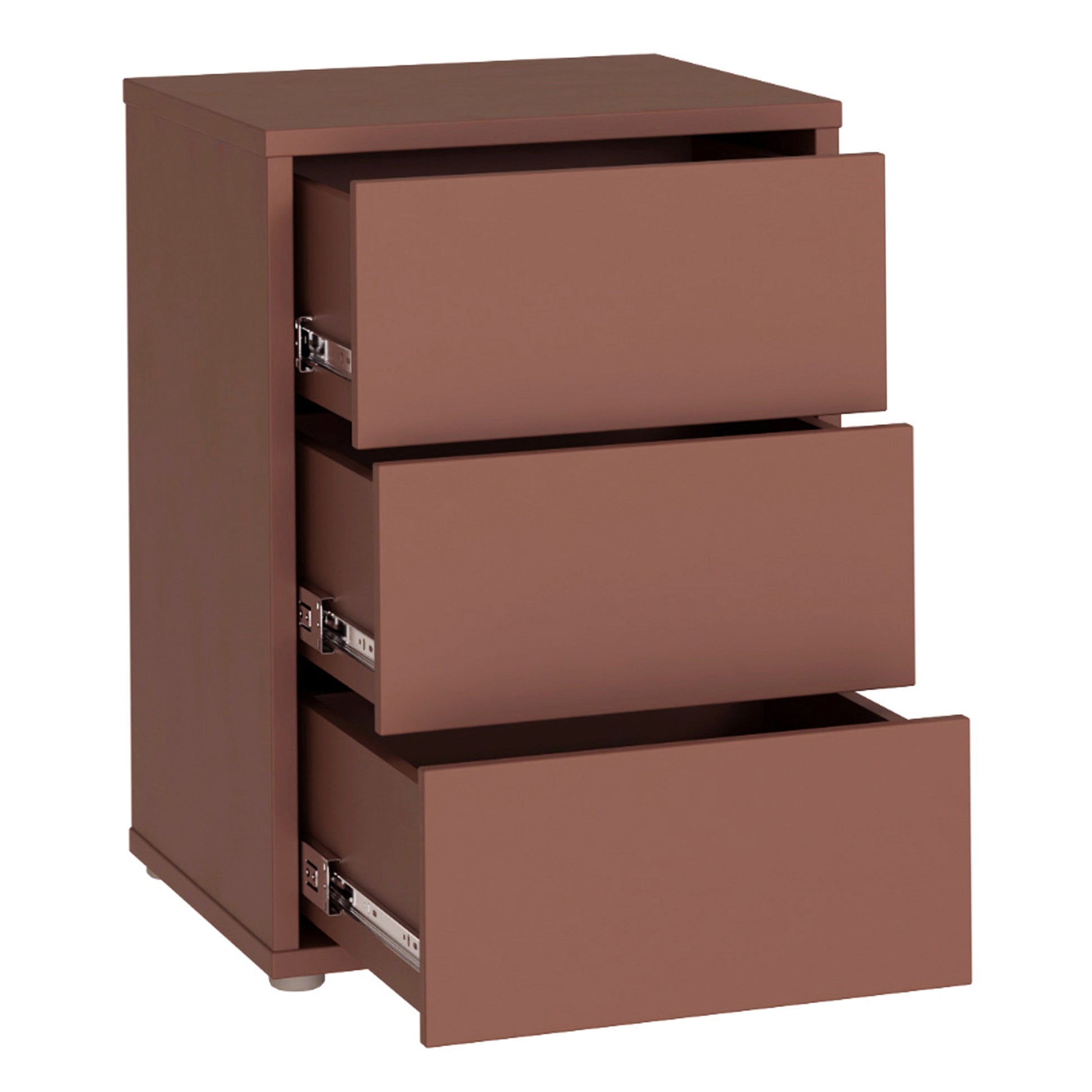 Bloc 3 Drawer Bedside Cabinet in Terracotta - Industrious Decor