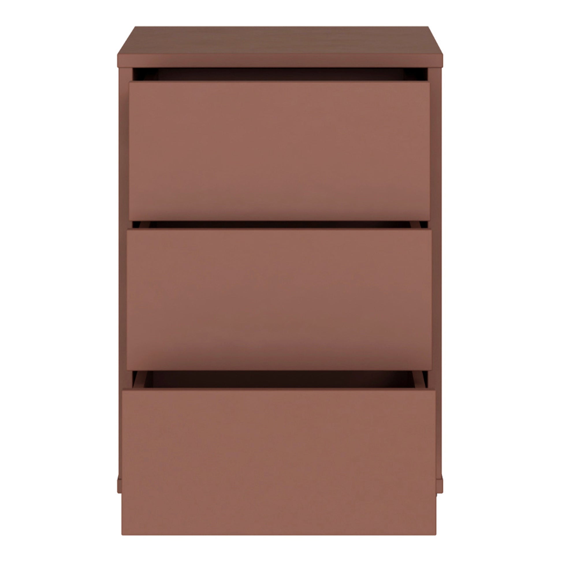 Bloc 3 Drawer Bedside Cabinet in Terracotta - Industrious Decor