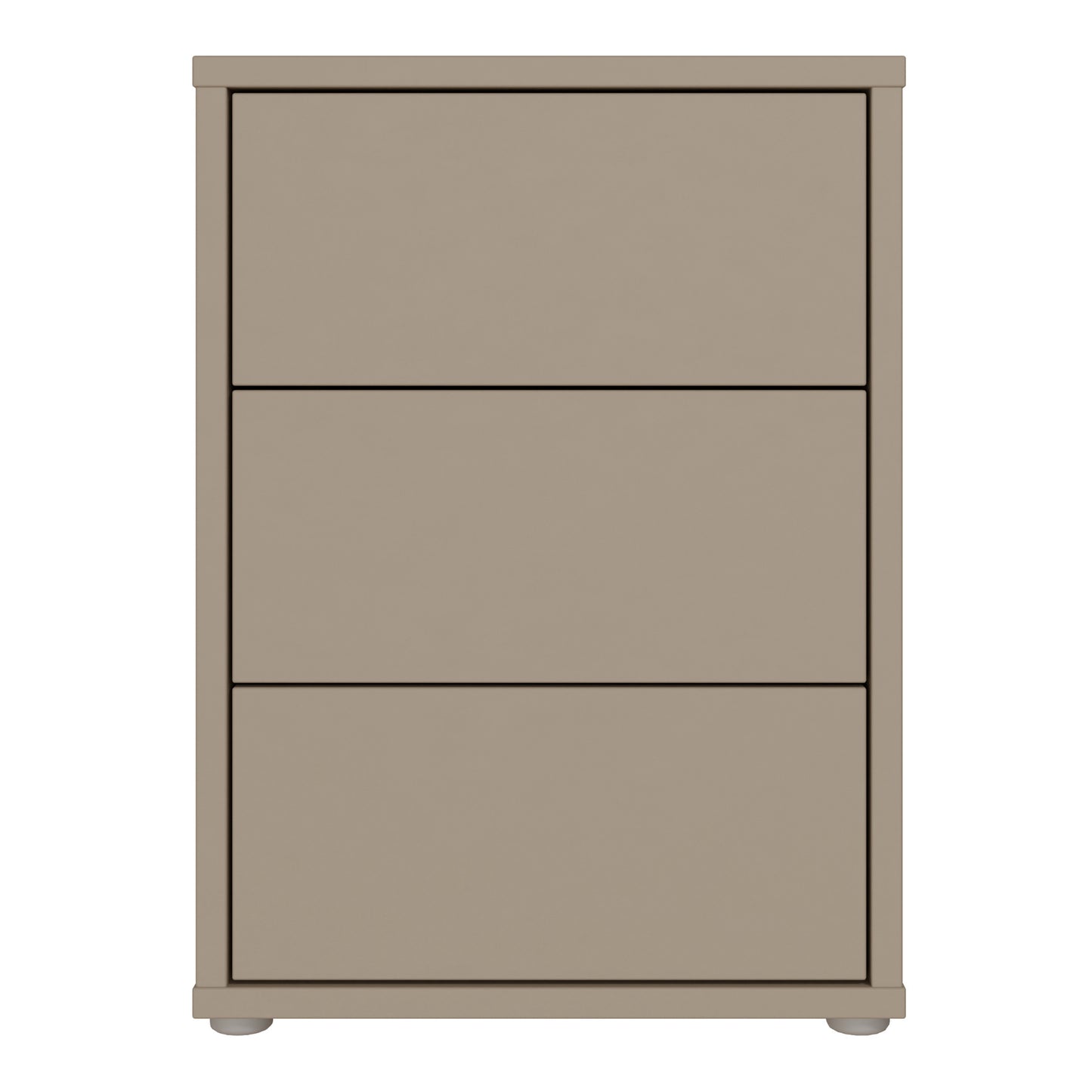 Bloc 3 Drawer Bedside Cabinet in Taupe - Industrious Decor