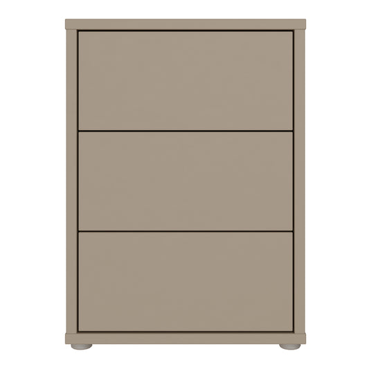 Bloc 3 Drawer Bedside Cabinet in Taupe - Industrious Decor