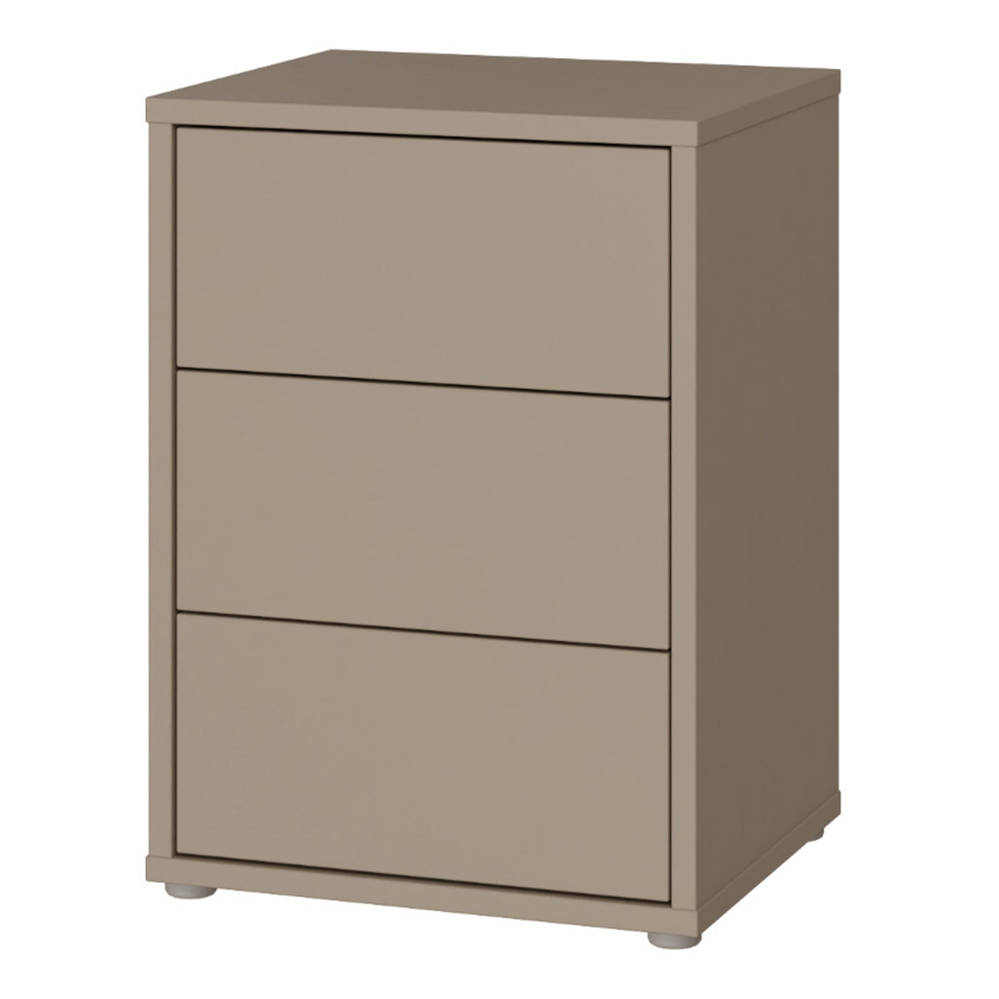 Bloc 3 Drawer Bedside Cabinet in Taupe - Industrious Decor