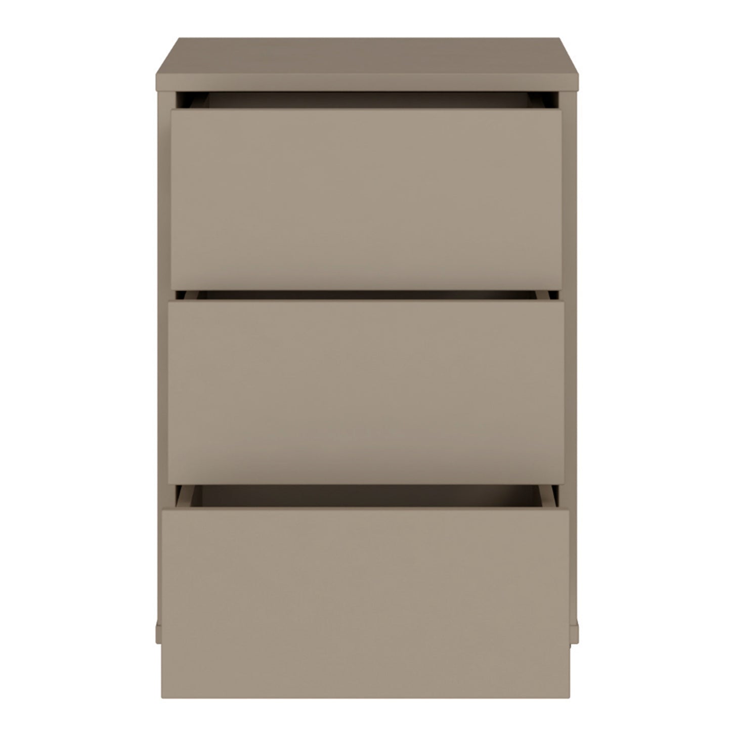Bloc 3 Drawer Bedside Cabinet in Taupe - Industrious Decor