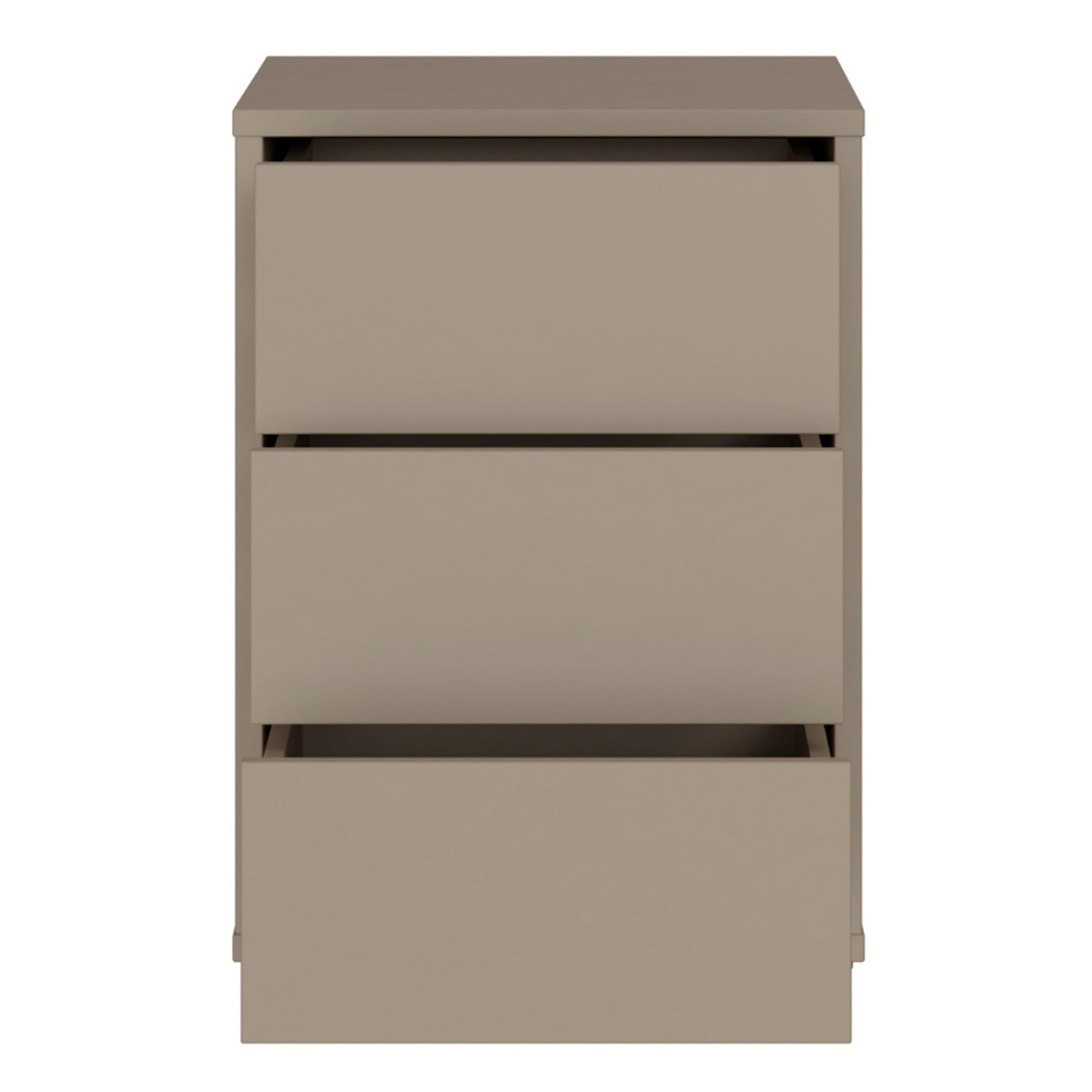 Bloc 3 Drawer Bedside Cabinet in Taupe - Industrious Decor