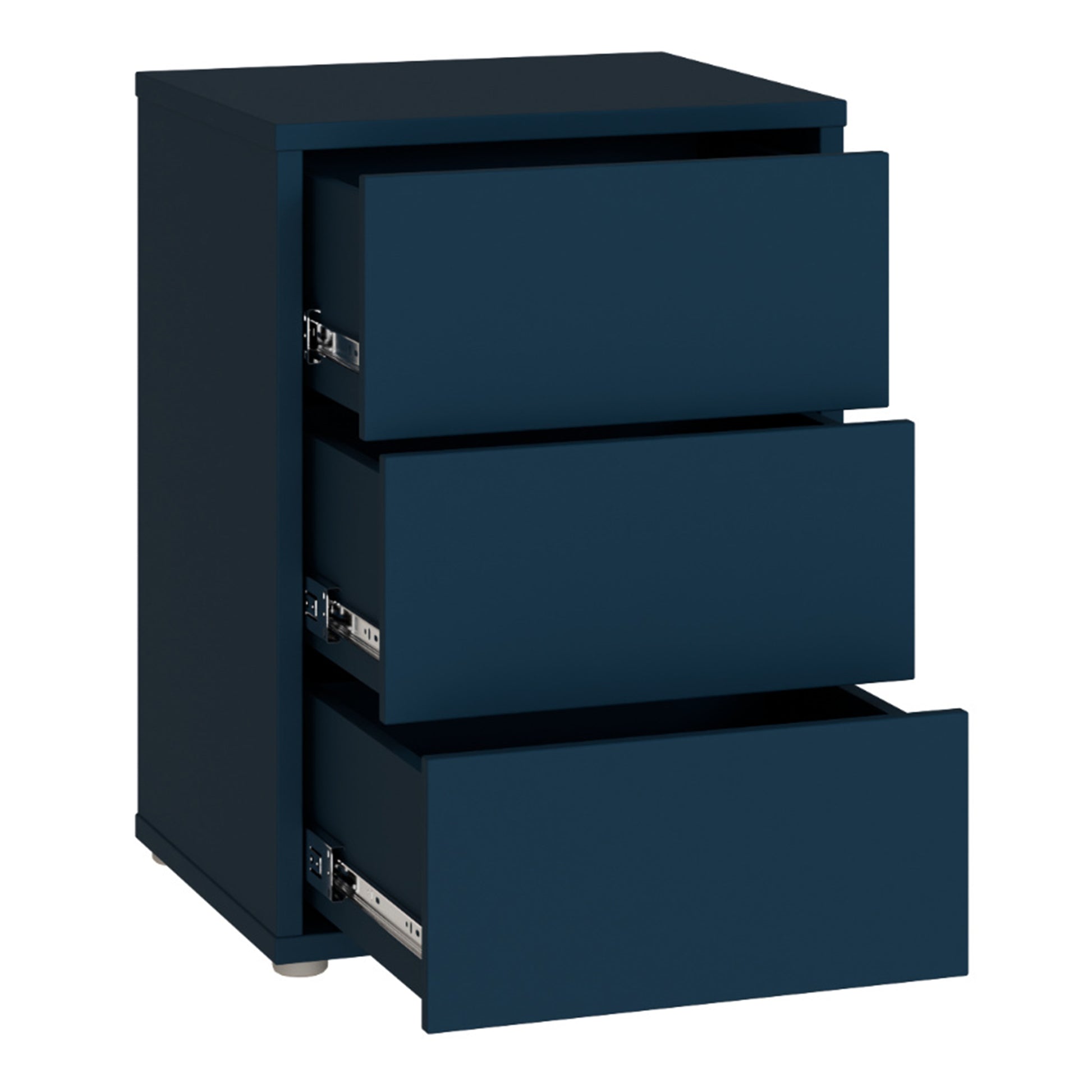 Bloc 3 Drawer Bedside Cabinet in Night Blue - Industrious Decor