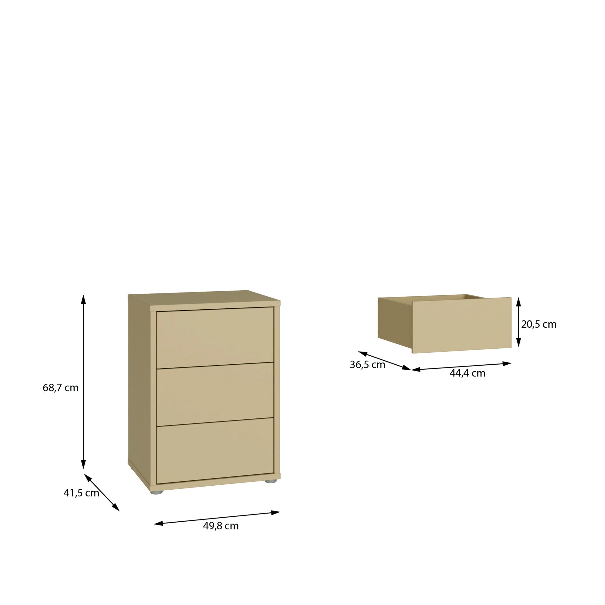 Bloc 3 Drawer Bedside Cabinet in Butter Yellow - Industrious Decor