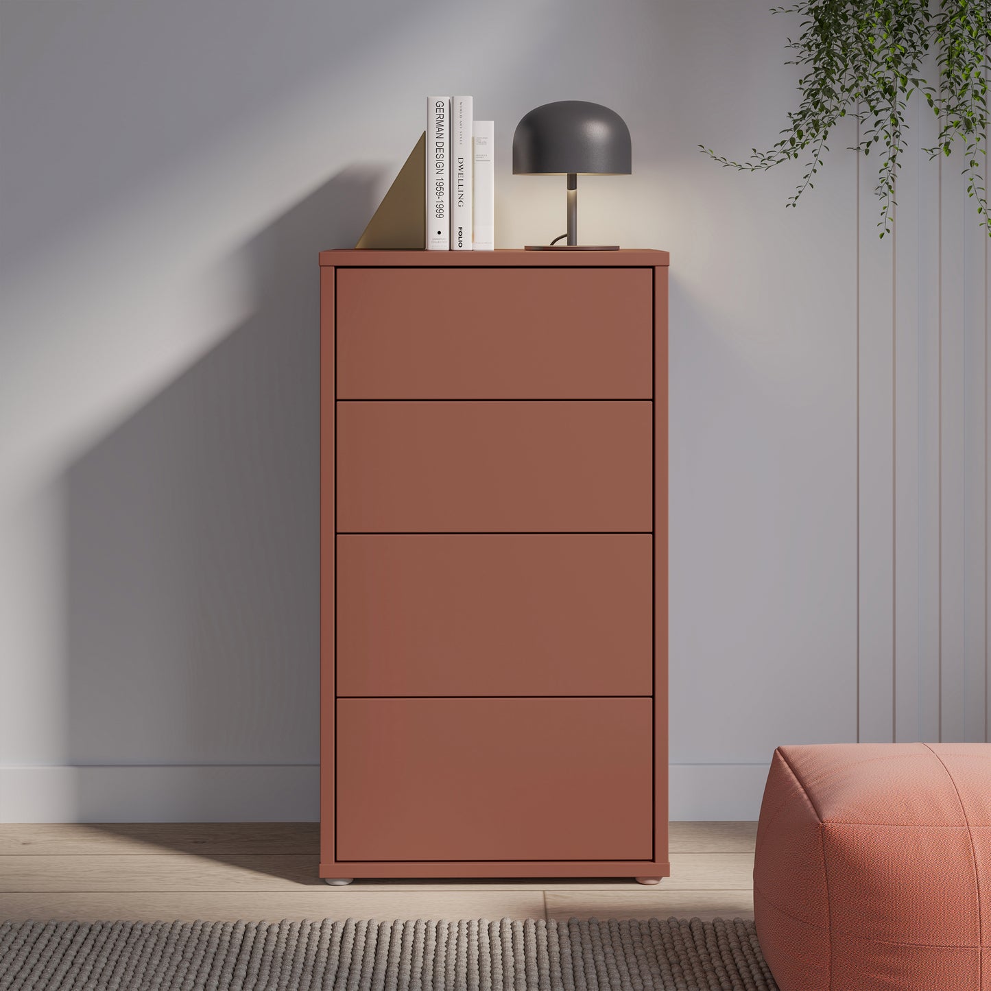 Bloc Tall 4 Drawer Chest in Terracotta - Industrious Decor