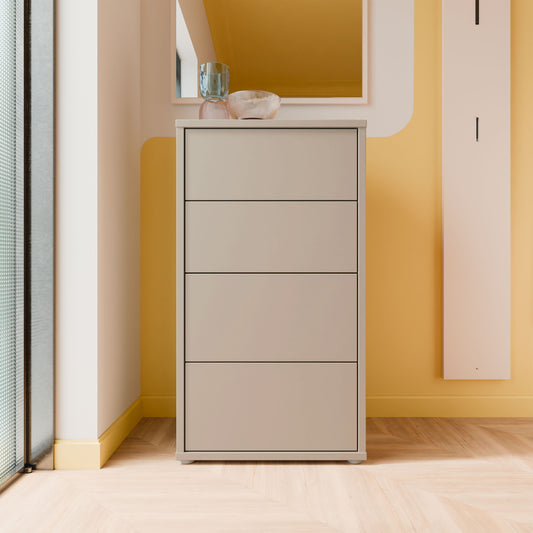 Bloc Tall 4 Drawer Chest in Taupe - Industrious Decor