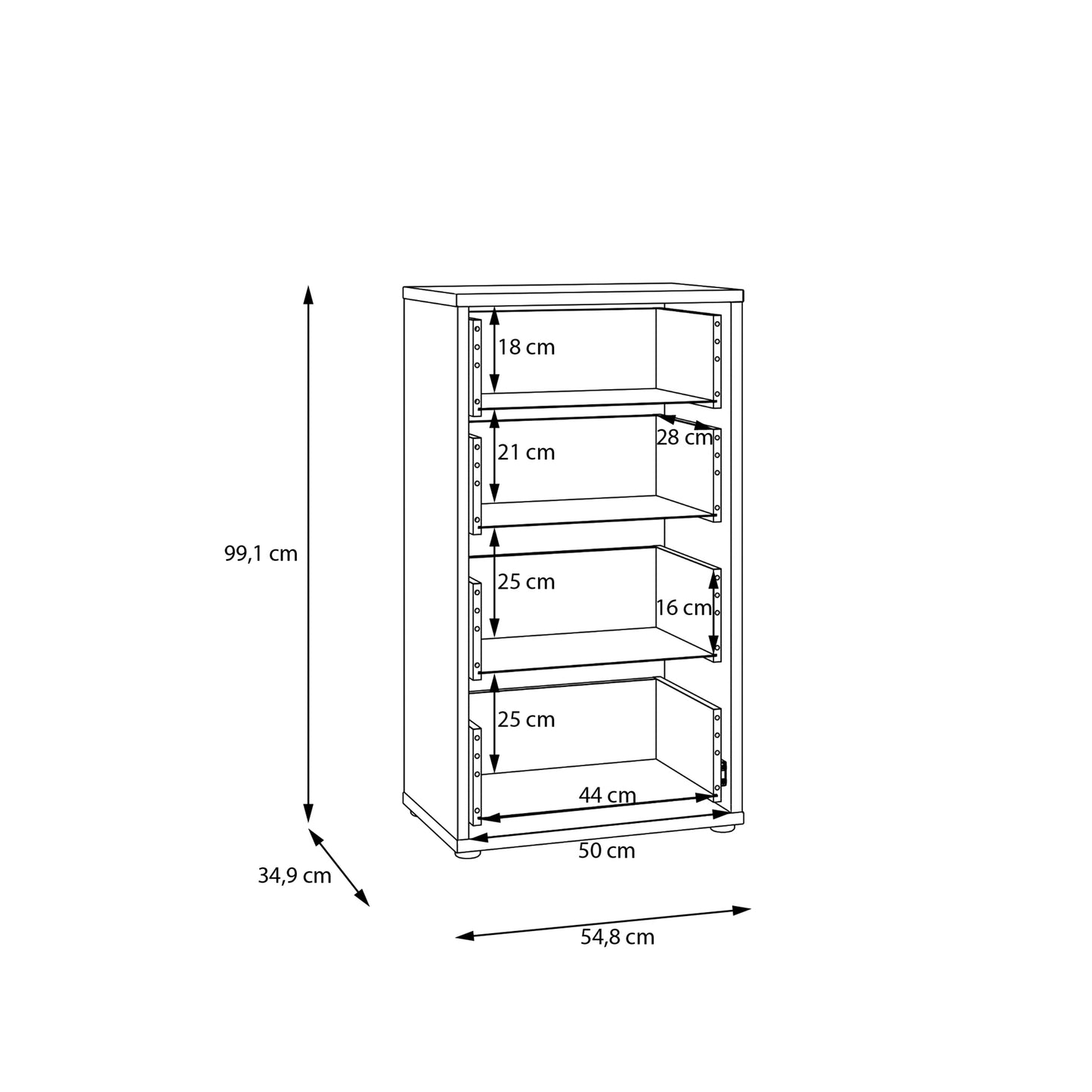 Bloc Tall 4 Drawer Chest in Taupe - Industrious Decor