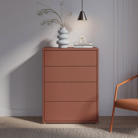 Bloc 4 Drawer Chest in Terracotta - Industrious Decor