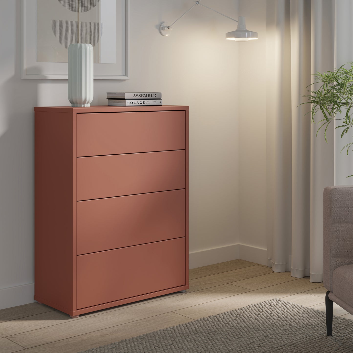 Bloc 4 Drawer Chest in Terracotta - Industrious Decor