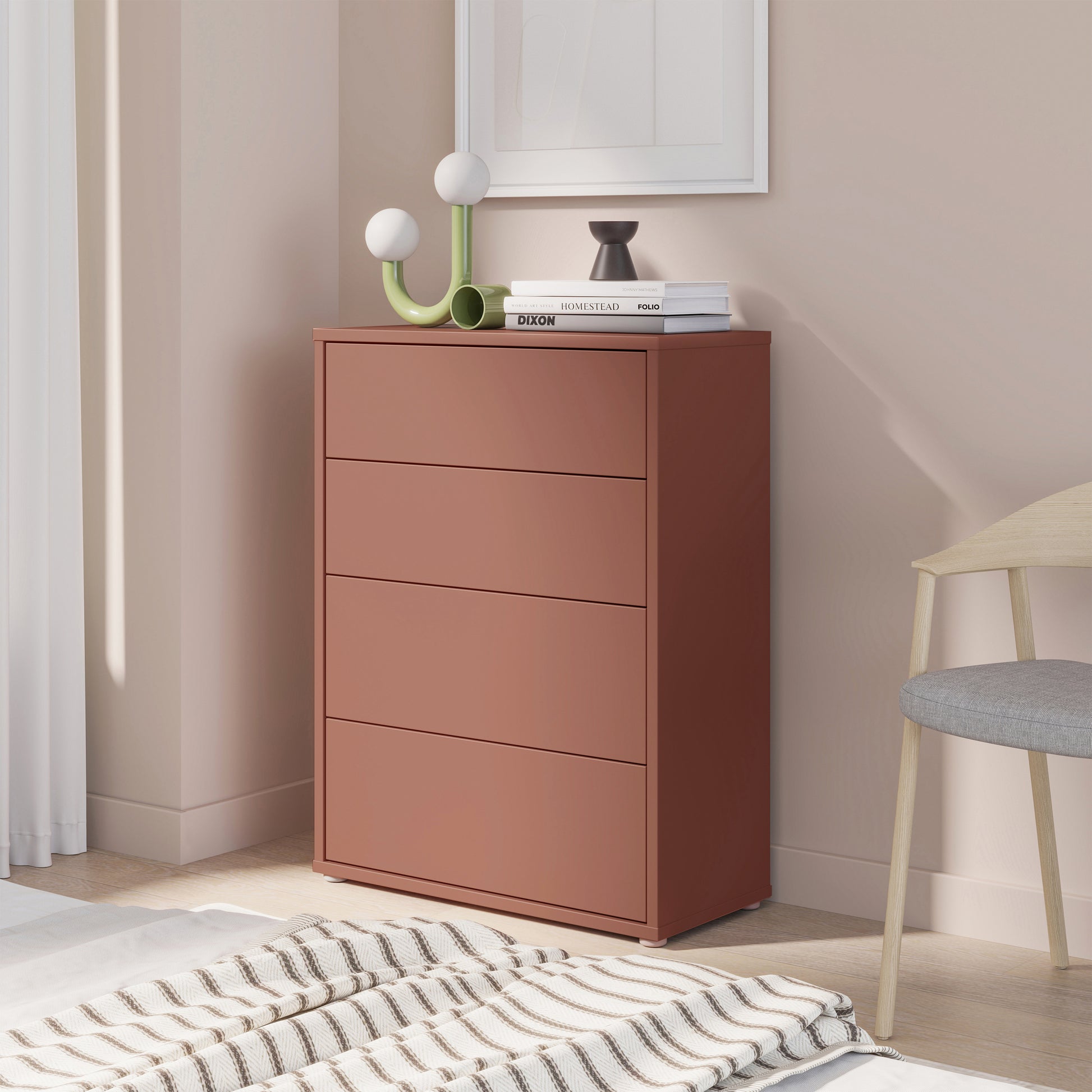 Bloc 4 Drawer Chest in Terracotta - Industrious Decor