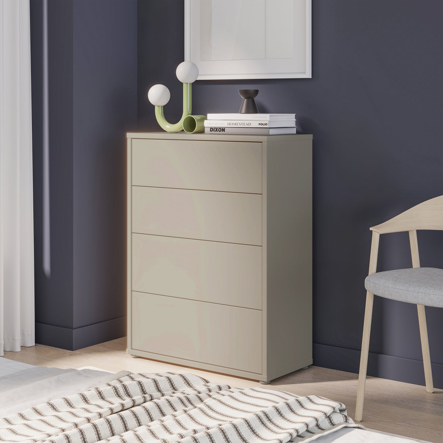 Bloc 4 Drawer Chest in Taupe - Industrious Decor