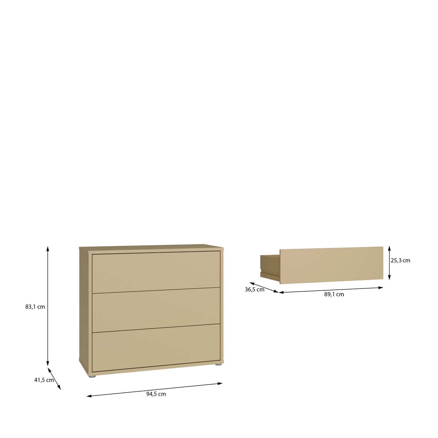 Bloc 3 Drawer Chest in Butter Yellow - Industrious Decor