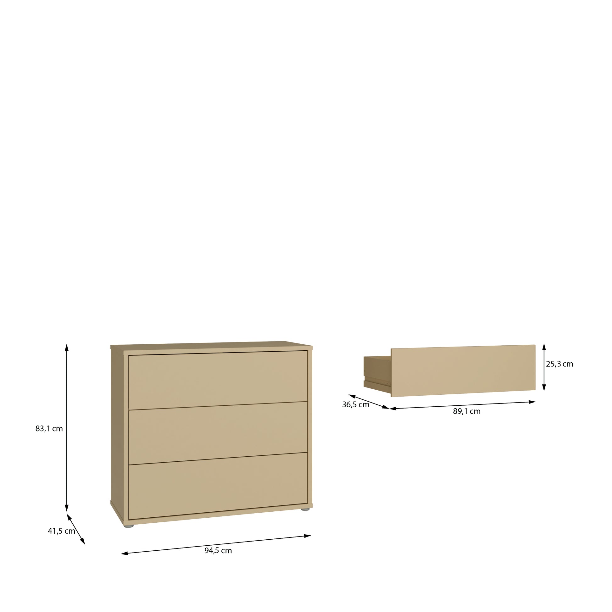 Bloc 3 Drawer Chest in Butter Yellow - Industrious Decor
