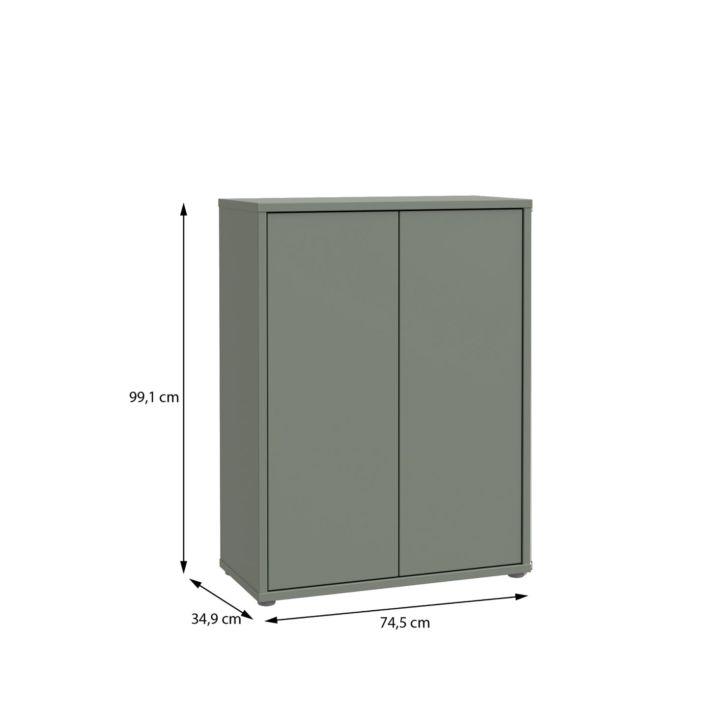 Bloc 2 Door Shoe Cabinet in Sage Green - Industrious Decor