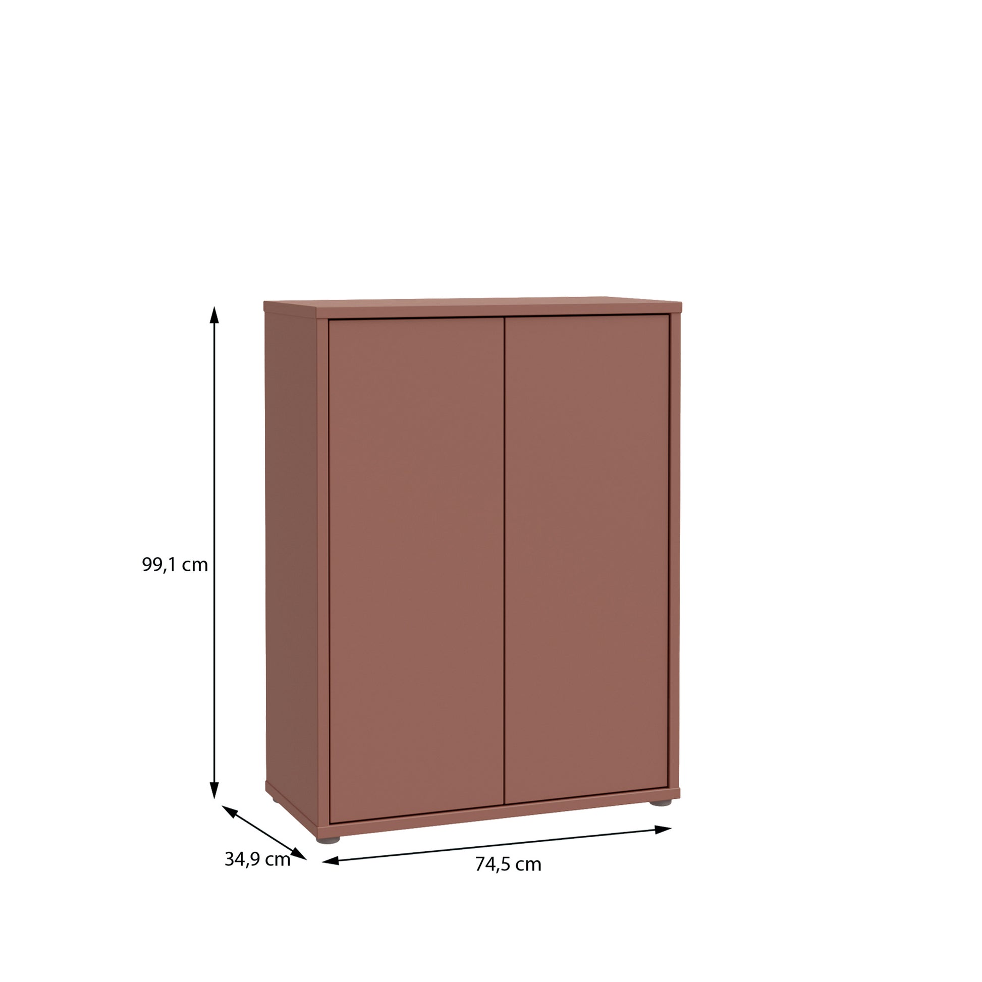Bloc 2 Door Shoe Cabinet in Terracotta - Industrious Decor