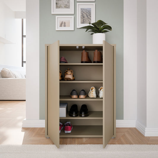 Bloc 2 Door Shoe Cabinet in Taupe - Industrious Decor