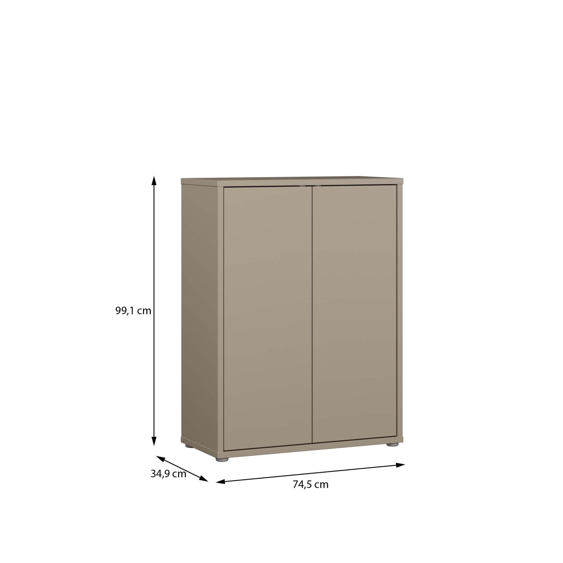Bloc 2 Door Shoe Cabinet in Taupe - Industrious Decor