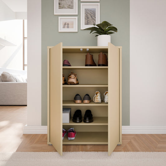 Bloc 2 Door Shoe Cabinet in Butter Yellow - Industrious Decor
