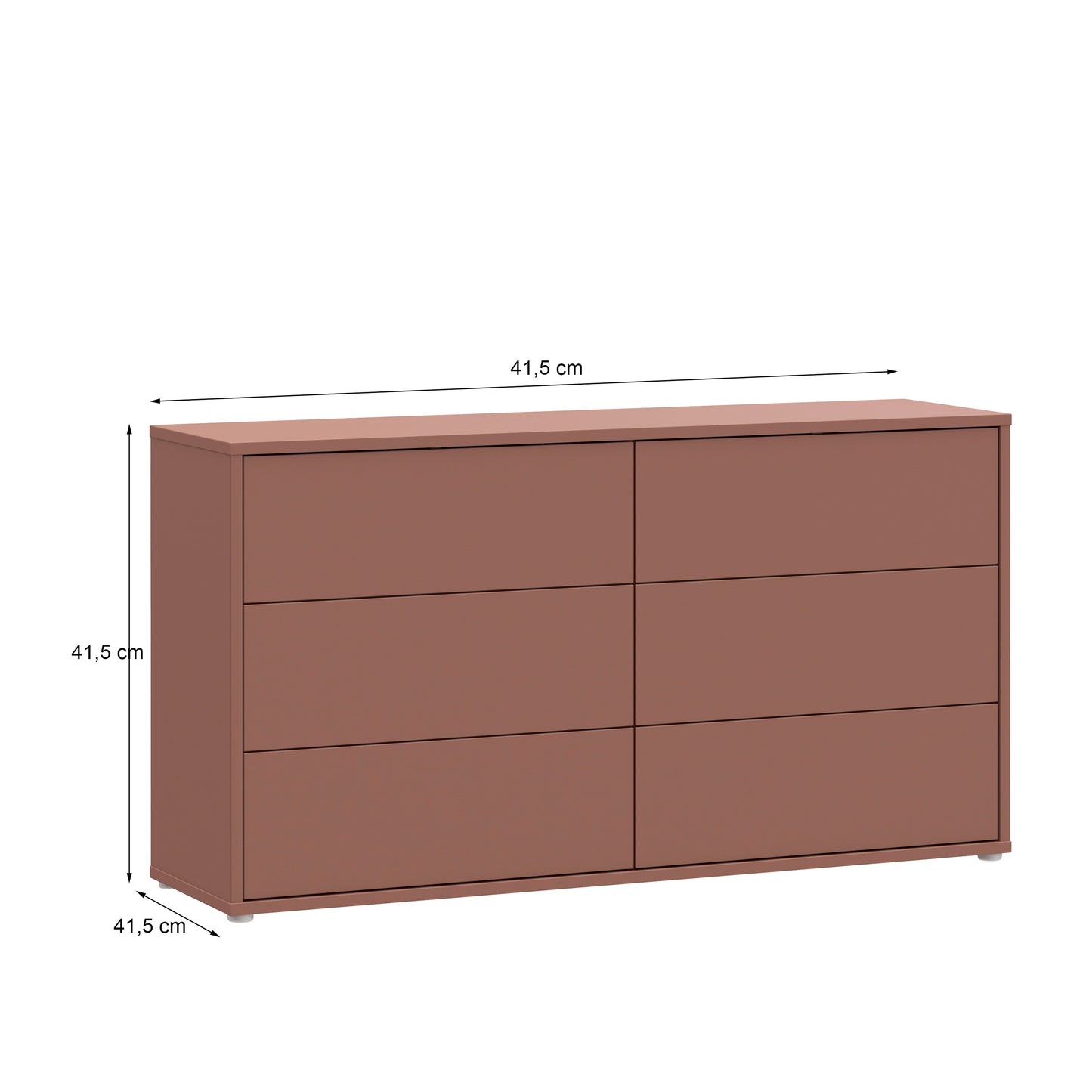Bloc 6 Drawer Wide Chest in Terracotta - Industrious Decor