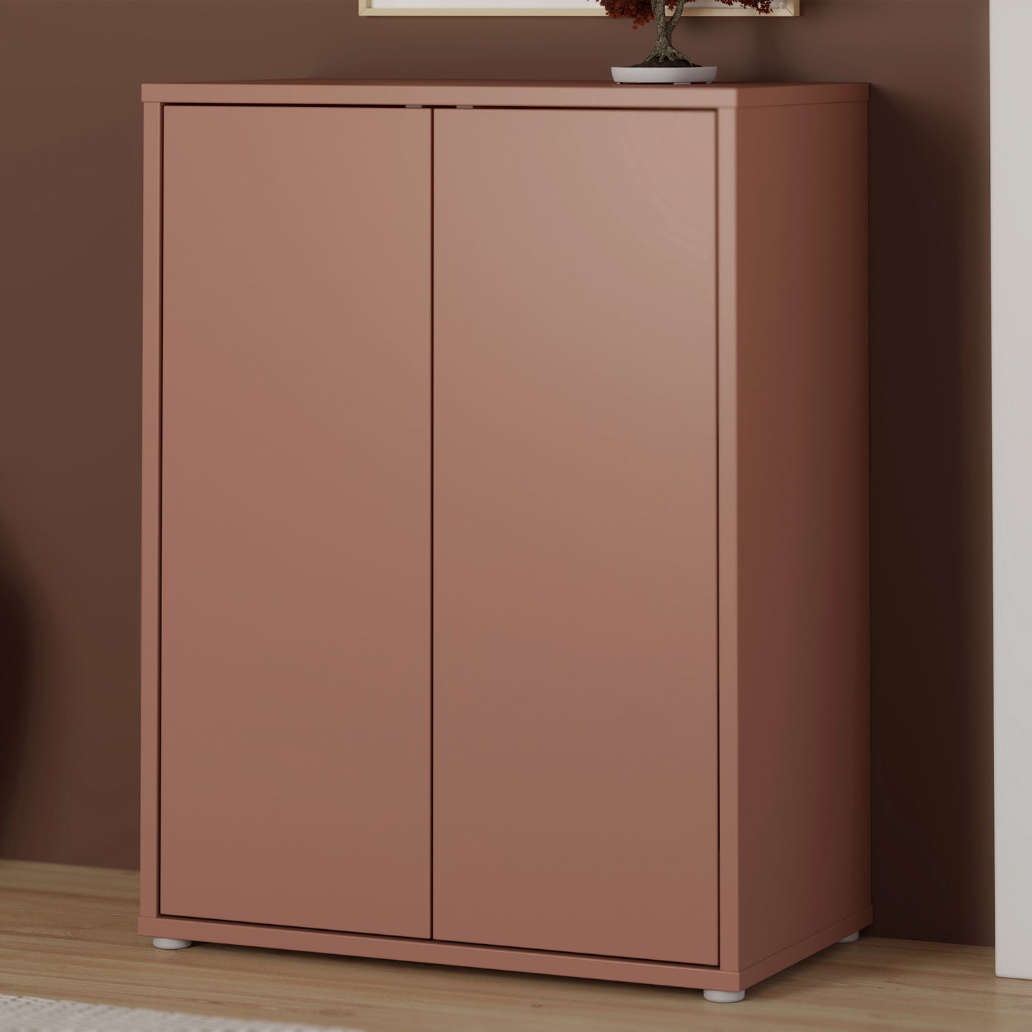 Bloc Tall 2 Door Cupboard in Terracotta - Industrious Decor