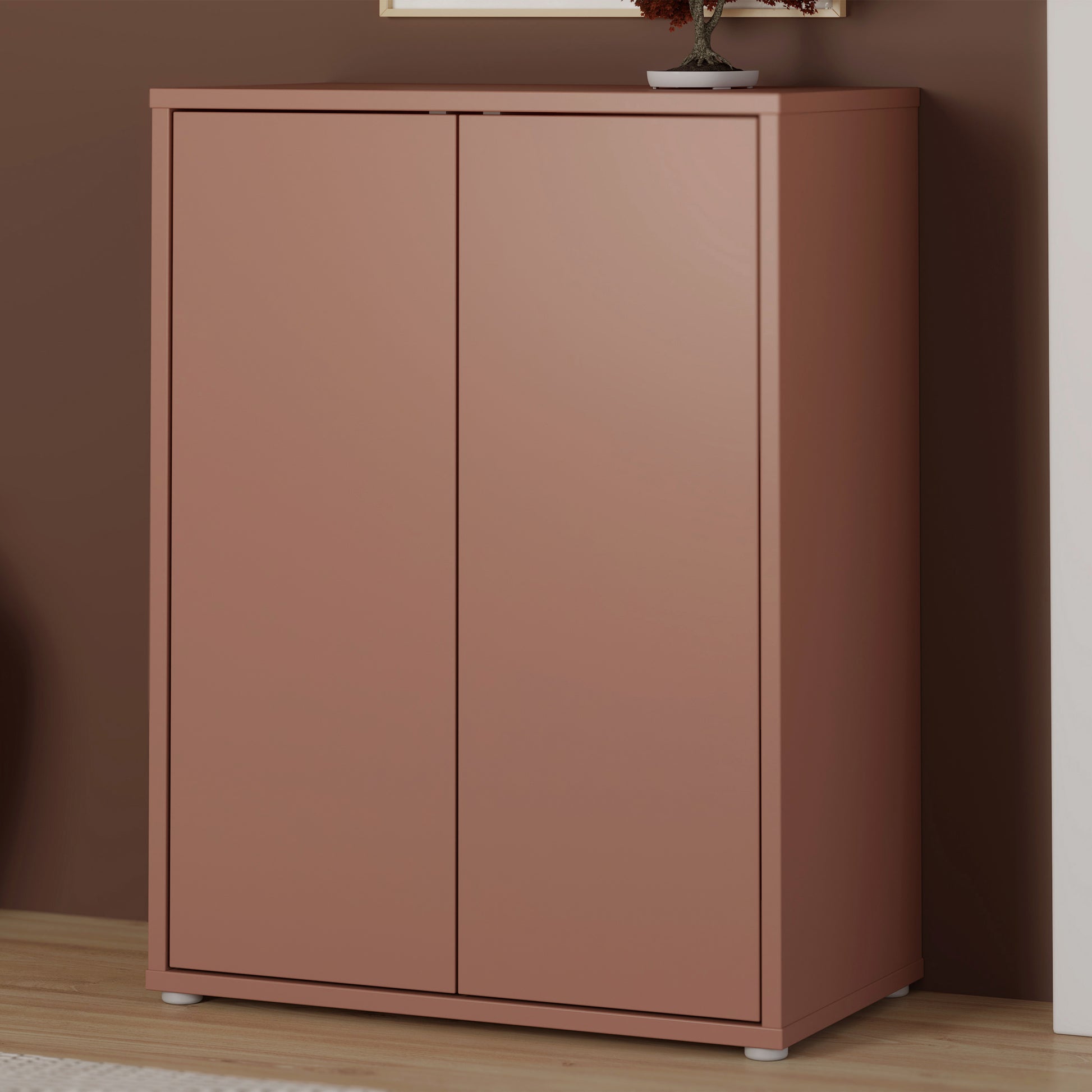 Bloc Tall 2 Door Cupboard in Terracotta - Industrious Decor