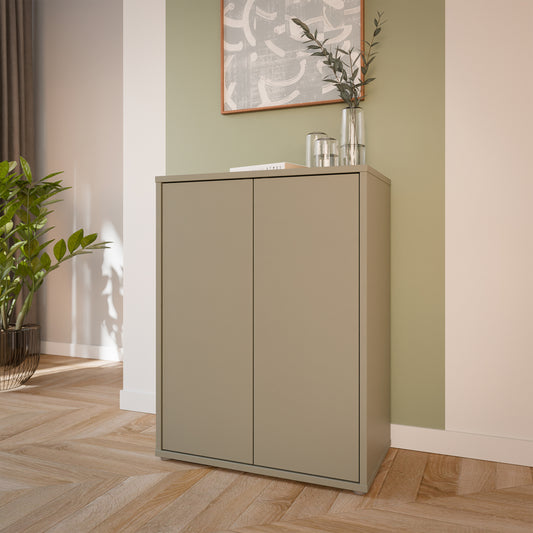 Bloc Tall 2 Door Cupboard in Taupe - Industrious Decor