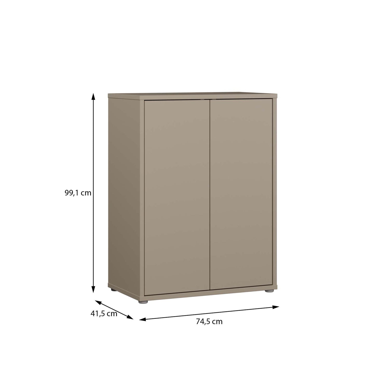Bloc Tall 2 Door Cupboard in Taupe - Industrious Decor