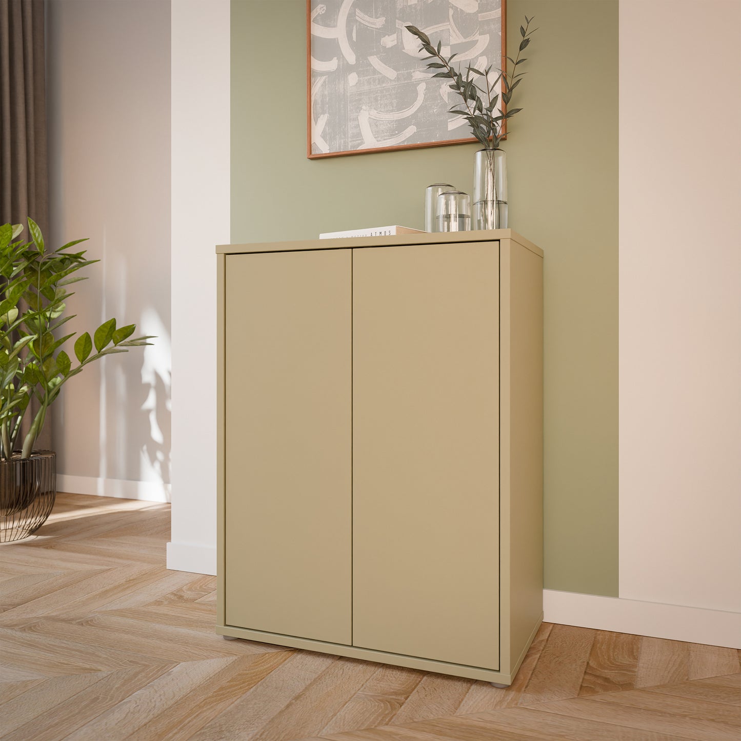 Bloc Tall 2 Door Cupboard in Butter Yellow - Industrious Decor
