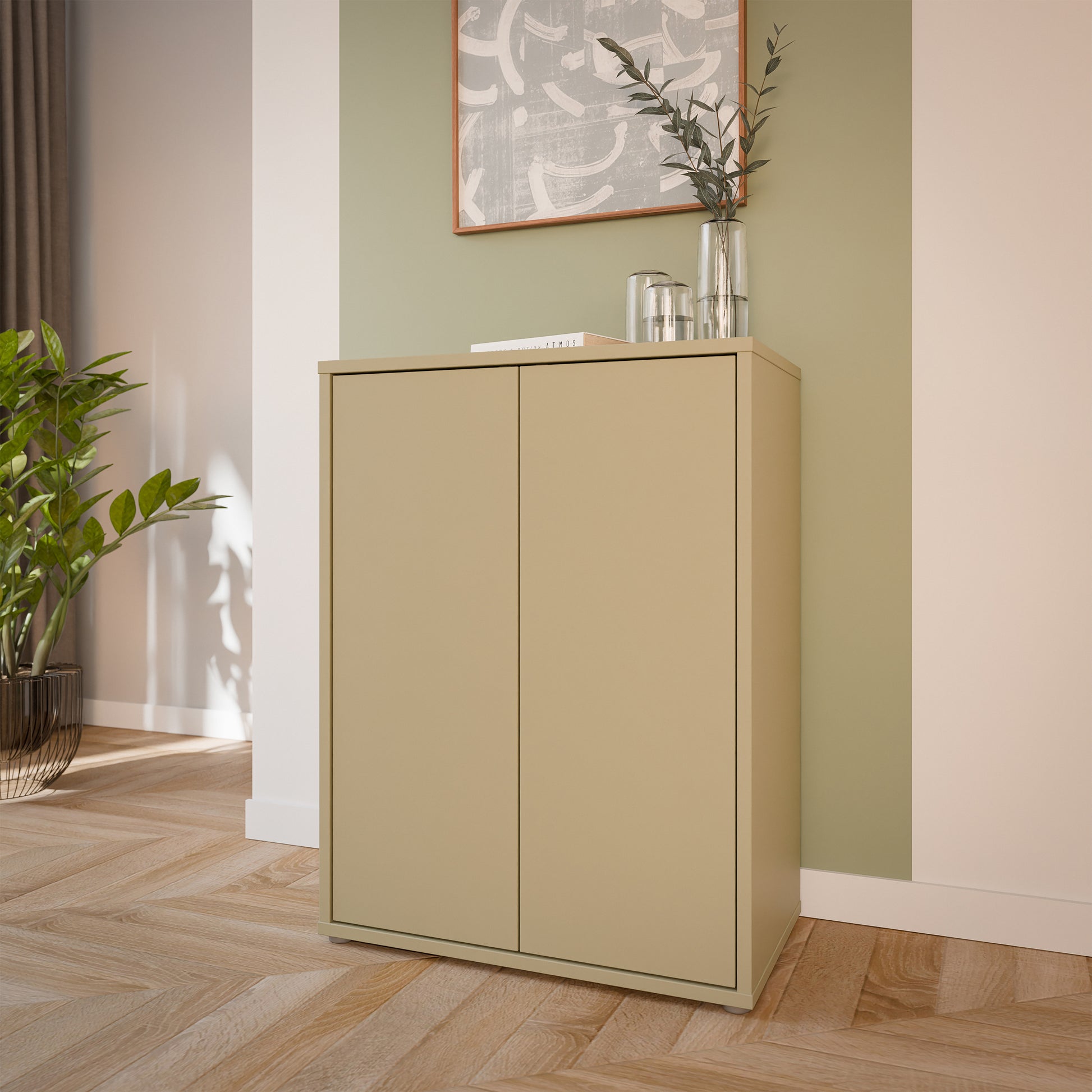 Bloc Tall 2 Door Cupboard in Butter Yellow - Industrious Decor