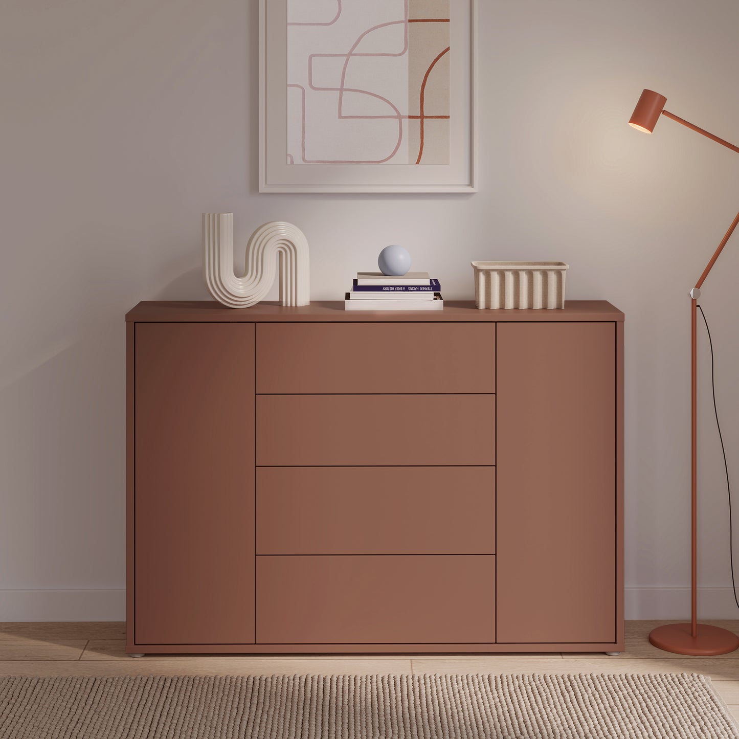 Bloc Wide Sideboard in Terracotta - Industrious Decor